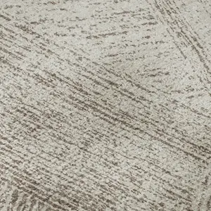 HomeRoots 678125 Colored Area Rug, 10x14 ft. Beige & Brown Abstract Transitional, Machine-Made Washable Rectangle Rug with UV Protection, Colored Area Rugs