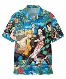 Hot new Demon Slayer Anime hawaiian shirt, Men Woman 3D Print Cosplay Zenitsu Tomioka Tanjiro Nezuko Unisex Hawaiian shirt,, Anime Hawaiian Shirt,Vintage Streetwear Hawaiian shirt, Casual Hawaiian shirt outfits, Unisex, Trendy Hawaiian shirt