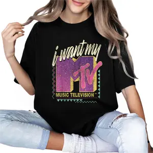 MTV I Want My MTV 90's Retro Colorful Logo Graphic T-Shirt