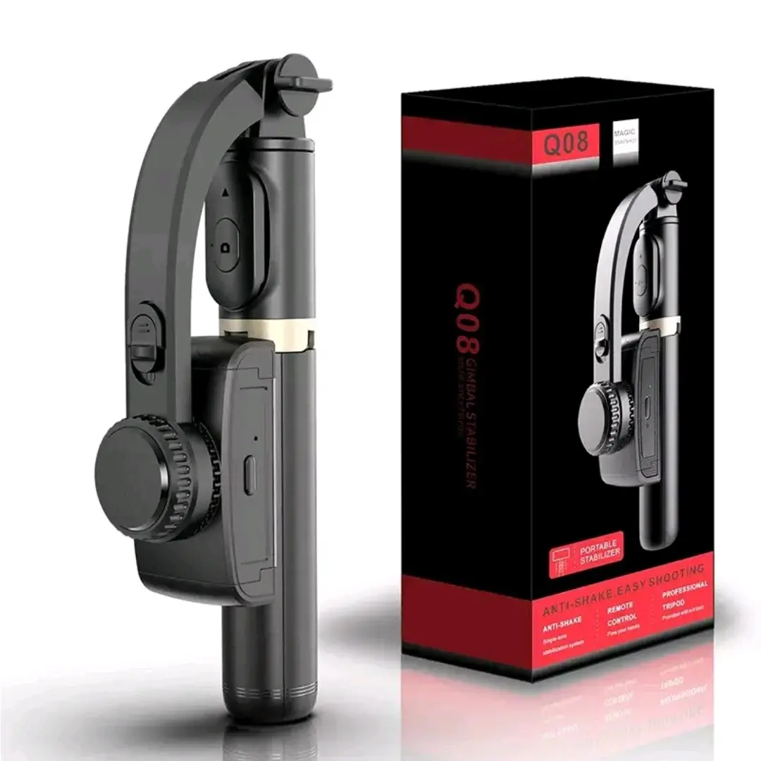 Q08 Selfie Stick with Gimbal Stabilizer and Anti-Shake Technology for Cellphones and More