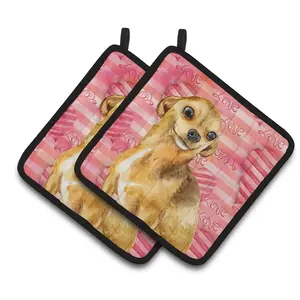 212 MAIN Hanging Square Printed Chihuahua Pot Holders - 2-Pack, Thick Fabric, Colorful Art, Holiday & Oven Use Kitchen Bakeware