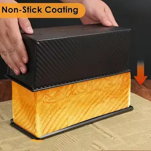 1set Carbon Steel Bakeware Molds with Lid, Rectangular Non-Stick Bread Pan - Durable & Non-Stick - for Baking Bread At Home & Outdoors - Ideal Gift for Bakers