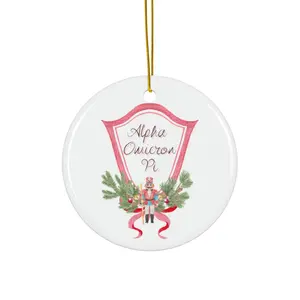 Alpha Omicron Pi Sorority Ceramic Christmas Ornament