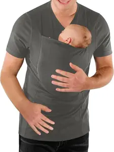 Mens Dad Shirts Baby Carrier Shirt Short Sleeve Skin to Skin New Dad Gifts T-Shirt with Pocket