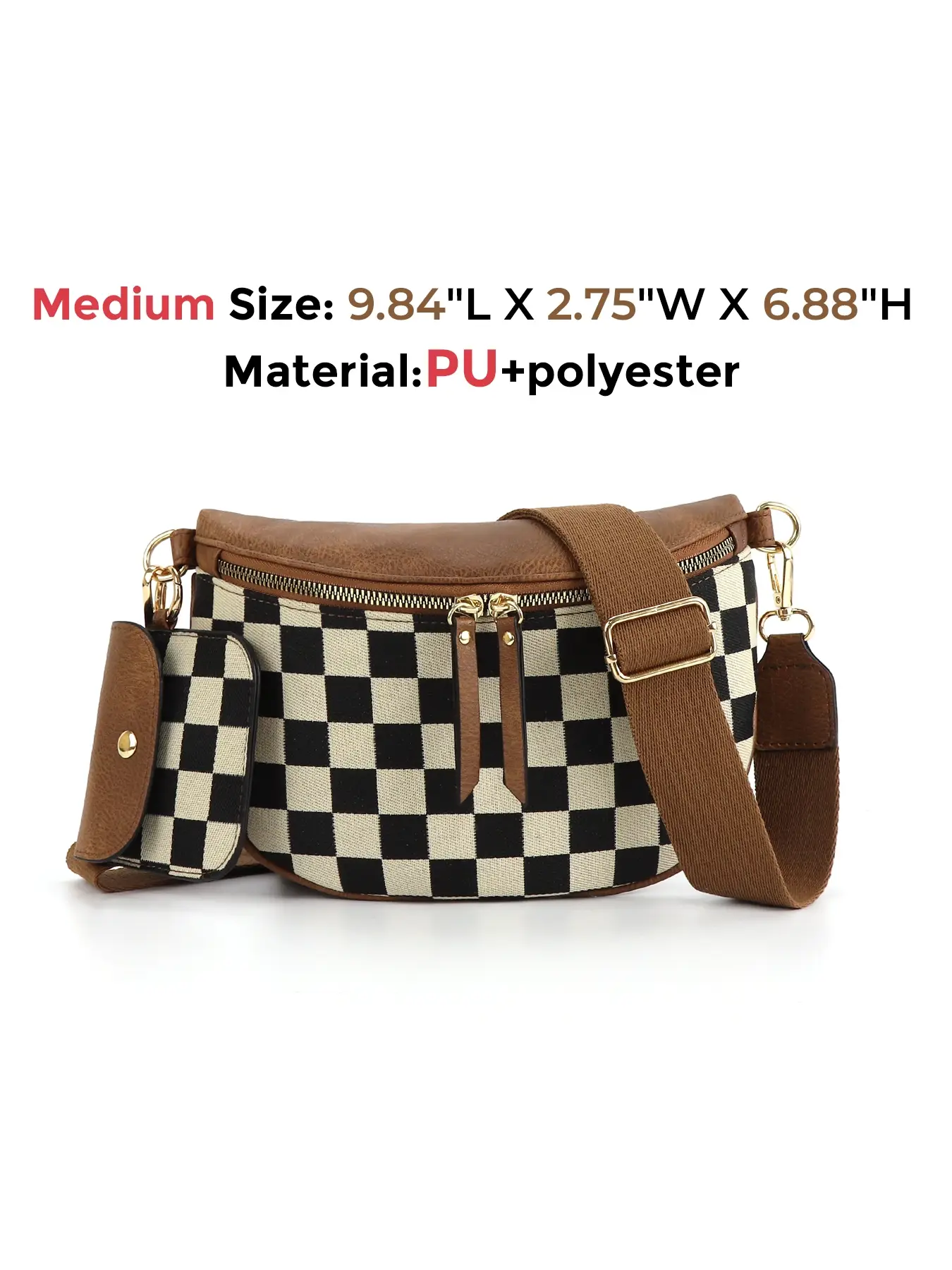 Women's Checked Pattern Crossbody Bag & Coin Puse, Fashionable PU Leather Bag Set, Casual Trendy Versatile High-quality Daily Commuting Bag, Cross Bod