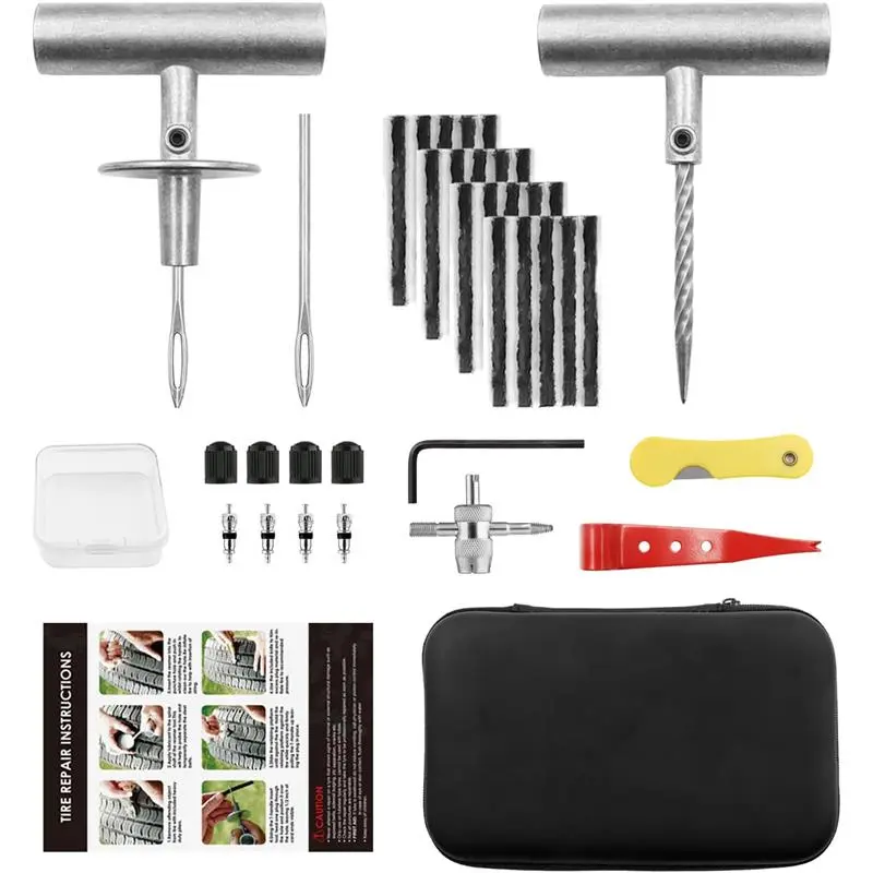 Tire Repair Kit - 38Pcs Tire Plug Kit for Car, Truck, Tractor, Motorcycle, ATVT, RV & More, Includes T-Handle Insert Tool & Spiral Probe Tool