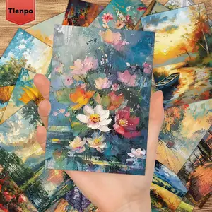 Vintage Flower Pattern Postcard, 32pcs/set Watercolor Flower Card, Retro Painting Postcard, Home Decor Wall Sticker, without Accessories