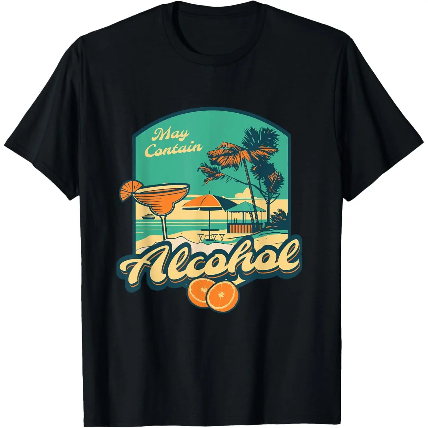 100% Cotton May Contain Alcohol, Funny Cocktail Drinking Trip Quote T-Shirt