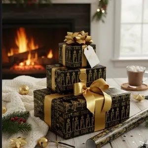 Luxurious Black and Gold Wrapping Paper for Birthdays Weddings Anniversaries Holidays Special Occasions Party - Elegant Gift Wrap with Glossy or Matte Finish 90 gsm Fine Art Paper
