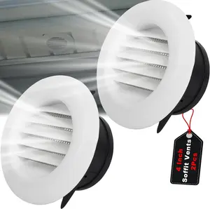4 Inch Soffit Exhaust Vent Kit for Bathroom Exhaust Fan, Round Vent Cover Air Vents with Built-in a Fly Screen for Bathroom Office Home Eve Dryer Vents