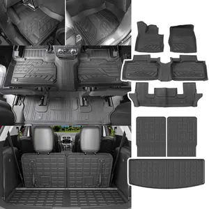 Floor Mat Compatible with 2020-2025 Ford Explorer 6&7 Seats Cargo Liner Backrest Mat Replacement for 2020 2021 2022 2023 2024 2025 Ford Explorer Accessories(Rear Trunk Mat+ Backrest Mat+Floor mat)