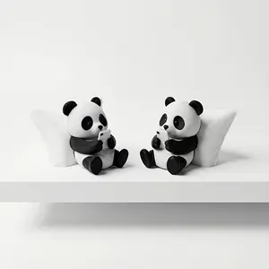 Panda Sculpture Ornament, Desktop Office Decor, Car Accessories, Creative Animal Model, Collectible Mini Statue, Car Hanging Decoration