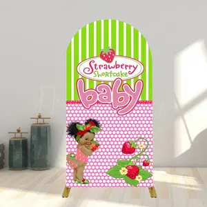 Strawberry Shortcake Baby Birthday Banner Happy Birthday Decorations Backdrop Baby Shower Sign Background Pink Birthday Party