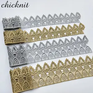 CHICKNIT 2 size gold silver water soluble embroidery crown flower gear lace trim for sewing fabric accessories JB30