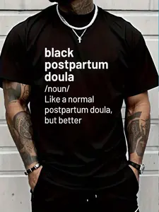 100% Cotton Black Postpartum Doula Definition Funny Birth Worker T-Shirt Women's Men's Graphic Tee Crew Neck summer vacation Tops