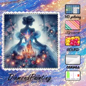 5D-DIY, high-quality velvet canvas, diamond art, diamond painting, princess, castle, AB diamonds, fairy dust diamonds, crystal diamonds, perfect home decoration, handmade diamond art painting kit, special craft diamond art kit, Handicraft