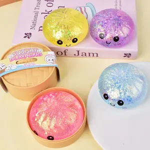 Giant Glitter Dumpling Squishies Toy, Colorful Stress Balls Fidget Sensory Toy, Squeeze Dough Ball Stress Relief Hand Toys