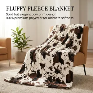 Cow Print Flannel Blanket, Cow Pattern Blanket, Soft Warm Throw Blanket, All Season Blanket, Breathable Comfortable Blanket, Comfy Bedding for Valentine's Day Decor, Napping Blanket for Home Office Sofa, Bed, Travel, Camping, Car, Gift for Her