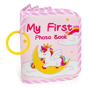 My First Photo Book for Youngsters & Youngsters  Soft Cloth Youngsters Album with Adorable Unicorn Design, Pink Cover, Perfect Keepsake Gift for Youngsters, Family Photos, and Youngsters Shower Milestones