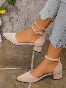 Elegant Women's Spring Autumn Slip-On High Heels, Pointed Toe Thick Heel Shoes, Fashionable Ladies Footwear for Casual Wear, Daily Fashion Footwear