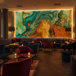Abstract Jewelry Resin Mural - Opulent Agate Marble Art for Glamorous Lounges, Boutiques or Airbnbs