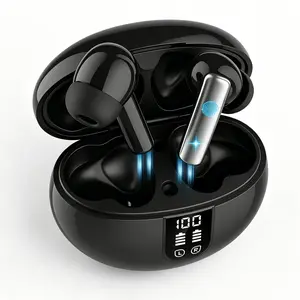 Wireless Earbuds, Bluetooth 5.4 Headphones Bass Stereo Support 185 Languages NoSubscription, Ear Buds with Noise Cancelling Mic, LED Display in Ear Earphones Clear Calls, IP7 Waterproof Bluetooth Earbuds for Phones/Sports/Laptop, Black