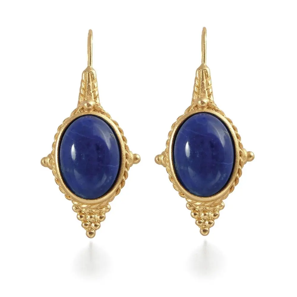Lapis Egyptian Revival Earrings - Elegant Design with Decorative Elements, Ideal for Any Occasion