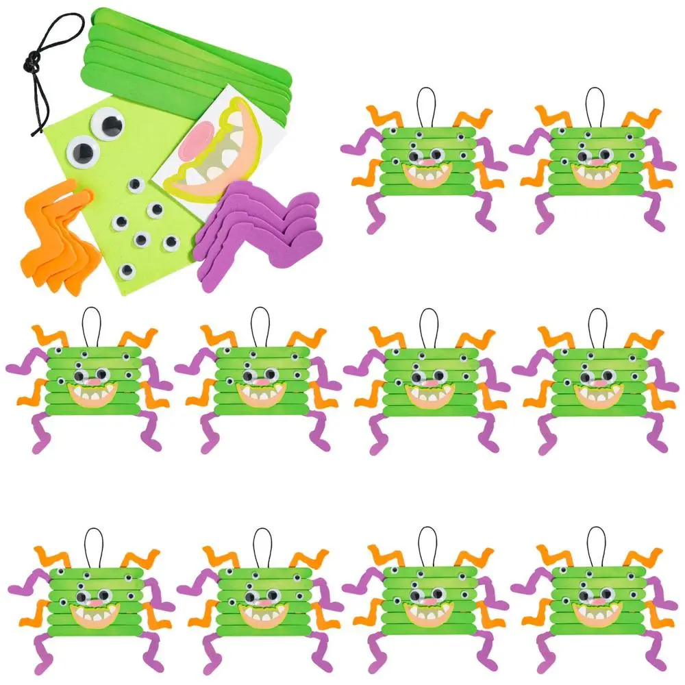 Halloween Spider Craft Stick Craft Kit - 10 3/4" x 7 1/2", Makes 10