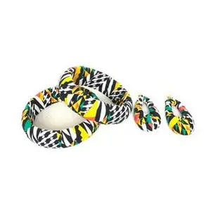 Gorgeous kente cloth wrapped bracelets and earrings set, african inspired jewelry, bracelets earrings