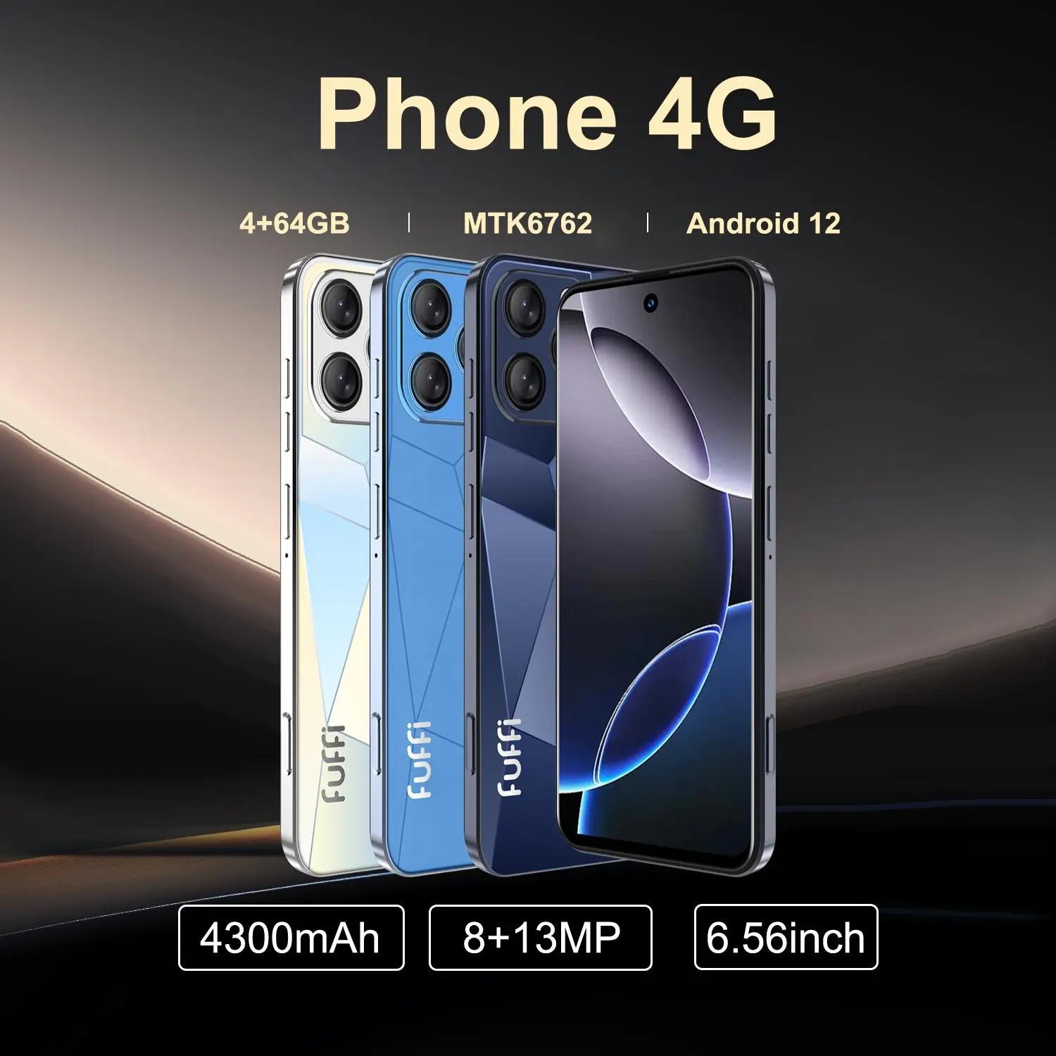 FUFFI 6.56 Inch Smartphone, 4G Network Android 12.0 Phone with 4+64GB ...