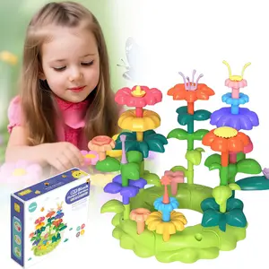 Kids' DIY Pegboard Building Stacking Toy – Garden-Themed Free Assembly, Educational Color & Animal Recognition, Safe PP/ABS Material (458g, 27cm×24cm×7.5cm Packaging)