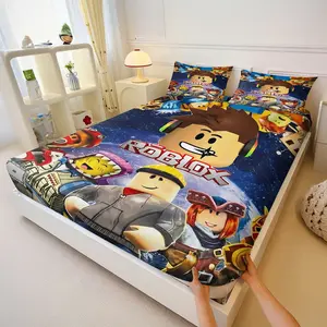 Cool Kawaii Sausage Man Bedding Set, Fun Anti-Slip Mattress Covers for Kids' Rooms, Cute Game Character Print Sheets & Pillowcases