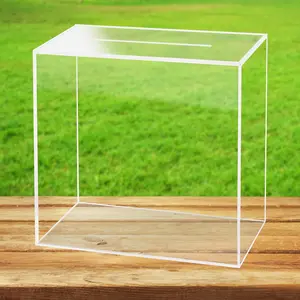 Clear Acrylic Wedding Card Box, Large DIY Blank No Print Card Box for Wedding Reception, Graduation Party, Bridal Shower, Keepsake Party Favor, Cosmetic Home Decor (10 x10 x 5.5 Inch)