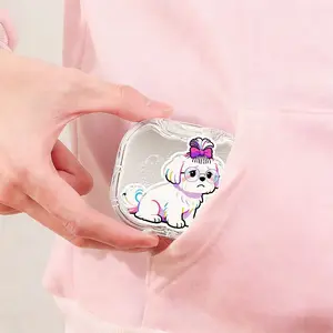 Shih Tzu with Colorful Bow Printed Braces Box, Street Trend Denture Box, Daily Portable Orthodontic Retainer Storage Case, Thickened Durable Dental Appliance Protective Box