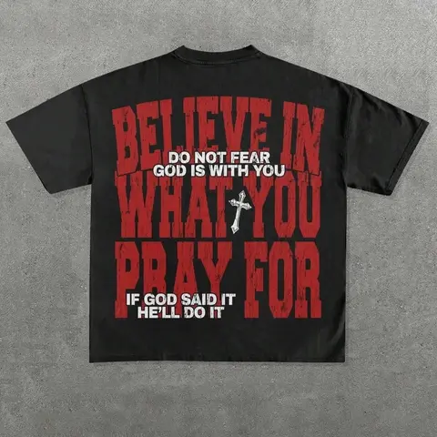 Men's Slogan & Cross Print Casual Graphic Design Round Neck Tee, Regular Fit Short Sleeve Crew Neck T-shirt for Summer, Casual Men's Top for Daily Wear Apparel T Shirt