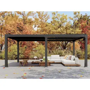 10 ft x 20 ft Louvered Pergola, Adjustable Hardtop Gazebo with Reinforced Aluminum Frame, Integrated Drainage System, Rust-Resistant Outdoor Shelter for Patio Deck Backyard