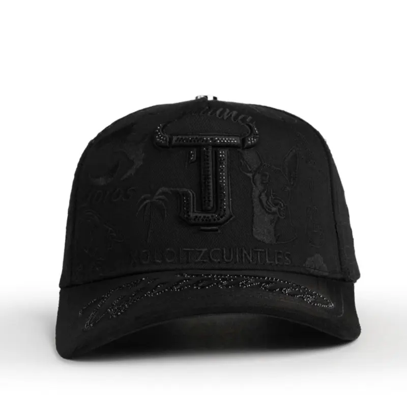 Hat TJ Tijuana All Black Full Embroidered Crystal edition