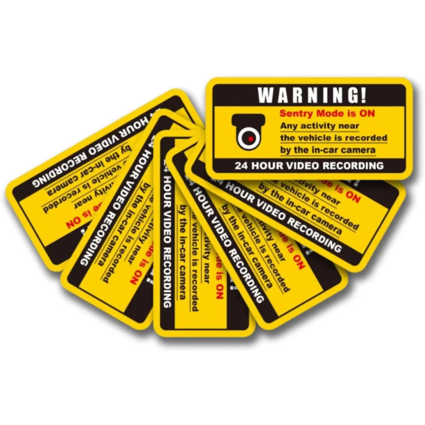 Car Accessories 6PCS 4in-2in Camera Video Recording Warning Stickers - Self-Adhesive, Removable, Water-Resistant for Car Window Inside & Outside Anti-Theft Use
