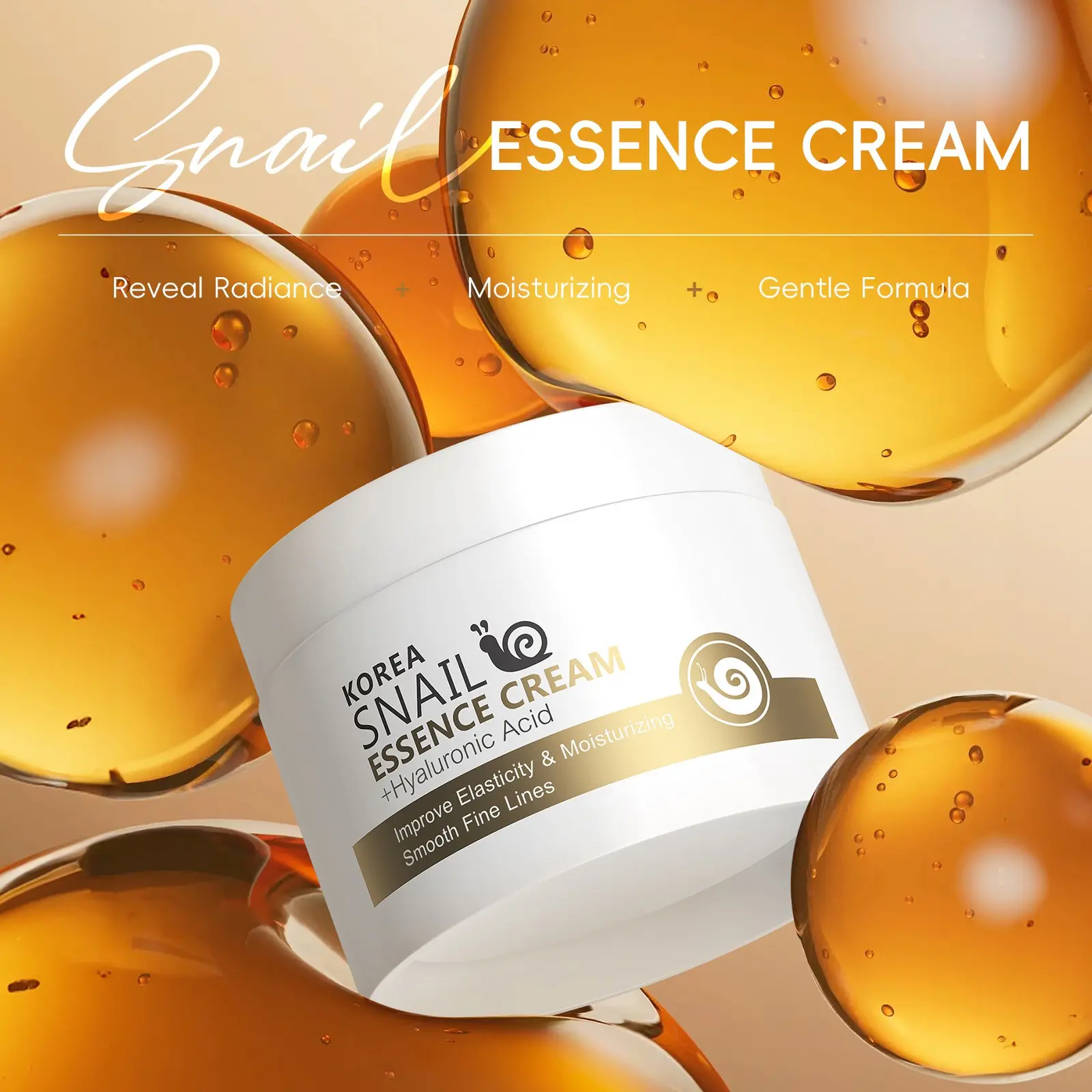 Snail Moisturizing Cream 50g， Snail Mucin Facial Moisturizer ， Deep Hydration for Dry Skin ， Lightweight Non-Greasy Fast Absorbing， Hydrating ， Daily Skincare Essential, Gentle Moisturizing