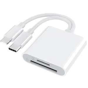 2-in-1 SD Card Reader, Portable and Compact Type-C Dual-Slot Memory Card Reader for USB-C Devices, Plug-and-Play Adapter for Gaming and Data Transfer