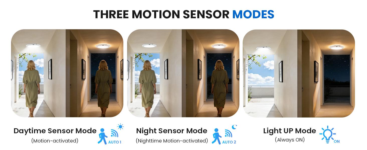 2026 1/2-Pack Rechargeable Motion Sensor Ceiling Light with Remote: Battery Operated Ceiling Light Wireless Indoor for Closets Shower, Closet, Stairs, Hallway, Pantry, 3 Color Temperatures Dimmable