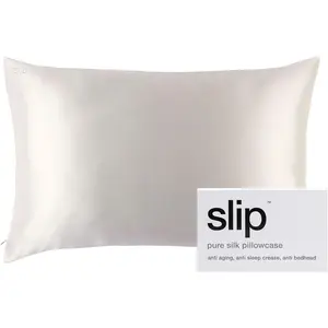 Slip Pure Silk Pillowcase White, King Size, (20" x 36"),(White-King)