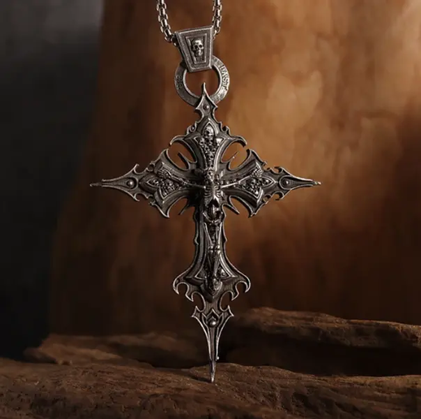 Cult US Crucified Skeleton Cross Necklace