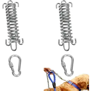 2 Pack Metal Bungee Leash Extension for Large Dogs, Tie Out  Attachment, Shock Absorbing Leash Spring for , Running