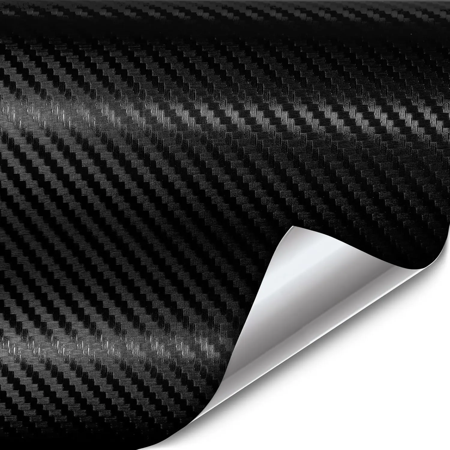 XPO Durable Black Carbon Fiber Car Wrap Vinyl Roll, 5ft x 1ft, Air Release, 8-Yr Long-Lasting Lifespan, Peel-Ready, Economical for Fleet & DIY Motorsports Automotive Exterior Use