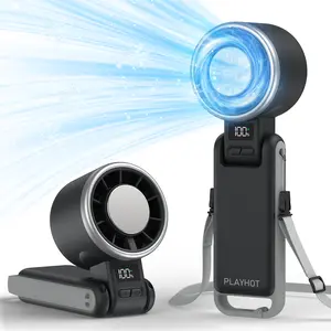 Ice-Cooling Turbo Fan | 5-Speed Handheld Portable Fan – 12H Rechargeable Personal Cooling Fan for Travel, Outdoor, Camping & Hiking | Perfect Gift for Him & Her