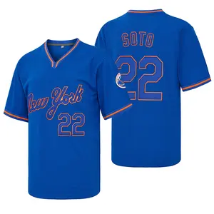 Men's New York #22 Juan Soto Blue Baseball Jersey,Number Stitching Retro Throwback Baseball Apparel,Fan Gift