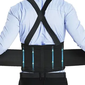 Heavy Duty Breathable Adjustable Lumbar Support Belt with Suspenders for Men & Women - Back Brace for Construction, Moving, and Warehouse Work - Spandex Material, Adjustable Straps, Closure - Order A Size Up