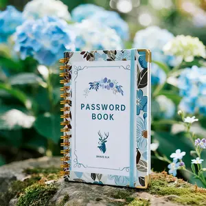Brave Deer Floral Password Lock Notebook B6, Premium Thick Paper Cute Bookmark Portable Privacy Journal Multi-color Aesthetic Daily Planner-MM1