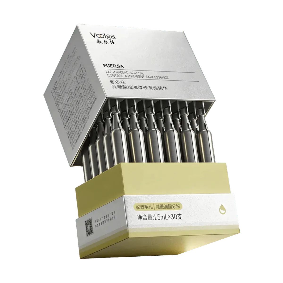 Voolga Lactic Acid Pore Minimizer Serum - 30 Ampoules for Oily Skin, Fine Lines & Smooth Texture